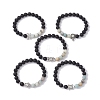 5Pcs 5 Styles Natural Flower Amazonite & Lava Rock Stretch Bracelets Set BJEW-JB09746-S-1