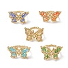 Glass Seed Beaded Butterfly Stretch Ring for Women RJEW-MZ00004-1