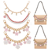 4Pcs 4 Styles Alloy Pink Enamel Flower Charm Bag Decorative Chains FIND-GA0008-19-1