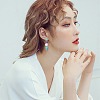 Synthetic Turquoise Rectangle & Triangle Dangle Stud Earrings JE1131A-6