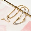 Two Tone 304 Stainless Steel Long Teardrop Link Chain Necklaces for Women NJEW-A074-08GP-2