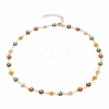 Golden Brass Flower Enamel Links Chain Necklaces X-NJEW-JN03171-01-1