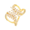 Brass Micro Pave Clear Cubic Zirconia Cuff Rings for Women RJEW-U047-02G-4