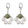 Shell Pearl & Taiwan Jade Leverback Earrings EJEW-JE05927-01-1