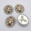 Antique Silver Plated Alloy Glass Oval Big Pendants GLAA-N0009-03-3