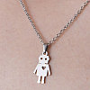 201 Stainless Steel Robot with Heart Pendant Necklace NJEW-OY001-04-1