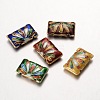 Mixed Colorful Flower Rectangle Handmade Cloisonne Beads X-CLB182Y-1