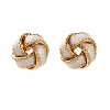 Brass Enamel Stud Earrings EJEW-P308-03G-2