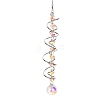 Iron Spiral & Glass Octagon & Teardrop Hanging Suncatchers HJEW-F025-01G-02-1