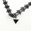 Gothic Style Vintage Lace Choker Necklaces with Triangle Alloy Enamel Pendants NJEW-R227-50-3