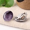 Natural Amethyst Oval Clip-on Earrings EJEW-J091-06-1