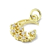 Moon Theme Brass Micro Pave Clear Cubic Zirconia Charms KK-H475-57G-01-2
