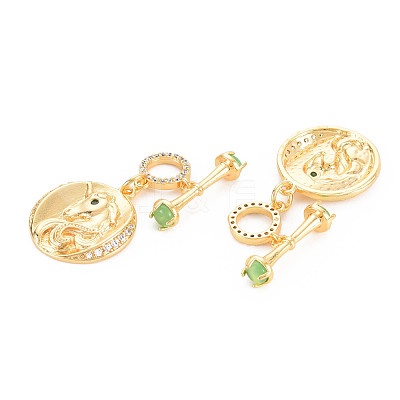 Rack Plating Brass Micro Pave Clear Cubic Zirconia Toggle Clasps KK-N233-183-1