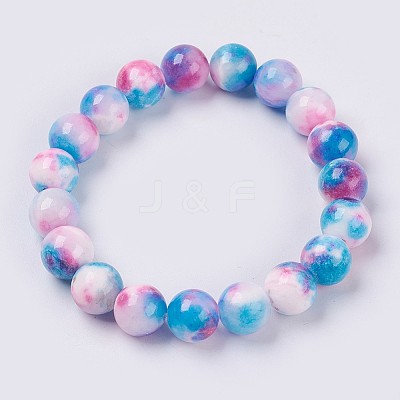 Natural Jade Beaded Stretch Bracelet BJEW-P214-14-10mm-1