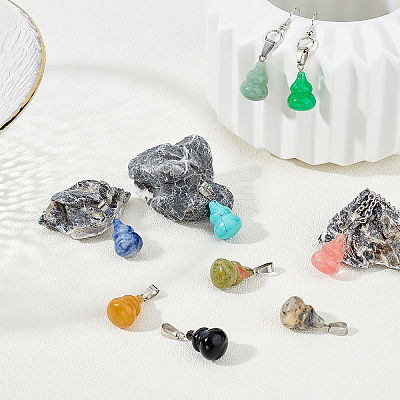 10Pcs 10 Style Gemstone Pendants G-PH0001-37-1