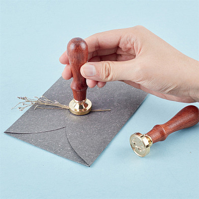 Brass Wax Seal Stamp with Handle AJEW-WH0184-0011-1