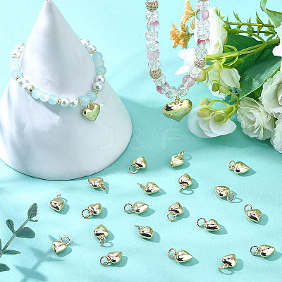 20Pcs Rack Plating Brass Heart Charms KK-BBC0024-87B-1