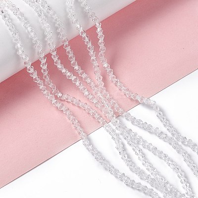 Clear Glass Bicone Beads Strands X-GLAA-S026-3mm-07-1