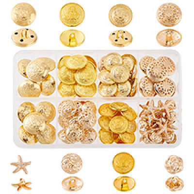 8 Styles Brass & Alloy Shank Buttons BUTT-PH0001-32B-1