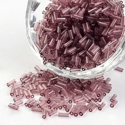 Transparent Colours Round Hole Glass Bugle Beads SEED-I001-16-1
