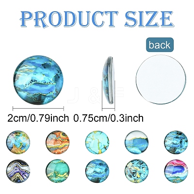 Glass Marbleize Cabochons GGLA-YW0002-01-1
