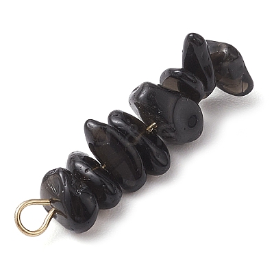 Gradient Color Natural Smoky Quartz & Natural Obsidian & Natural Labradorite Chip Beaded Pendants PALLOY-JF02795-07-1