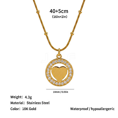 304 Stainless Steel Crystal Rhinestone Ring Pendant Necklaces WG906B2-05-1
