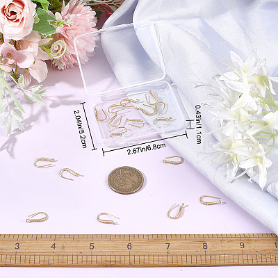22Pcs Brass Micro Pave Clear Cubic Zirconia Earring Hooks KK-CN0002-34-1