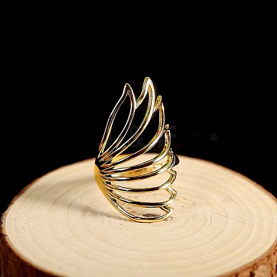 Minimalist Hollow Feather Brass Finger Ring for Women LS-UI5232-1-1