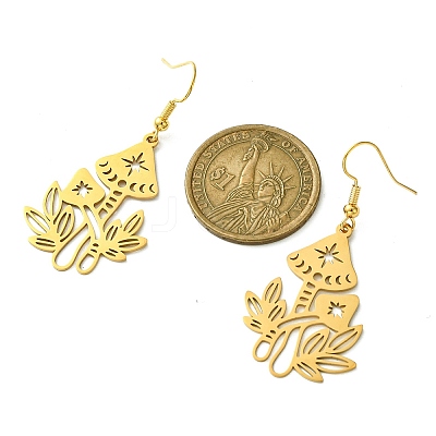 Hollow Mushroom 201 Stainless Steel Dangle Earrings EJEW-TA00389-01-1