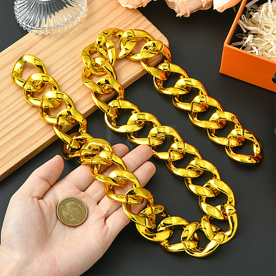 1Pc Acrylic Cuban Link Chain Necklaces for Men NJEW-SP0001-09A-G-1