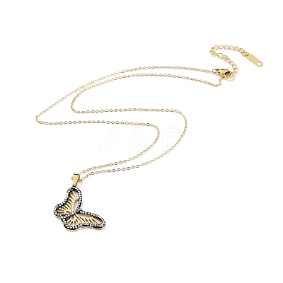 Butterfly Rhinestone Pendant Necklaces NJEW-F318-06G-1