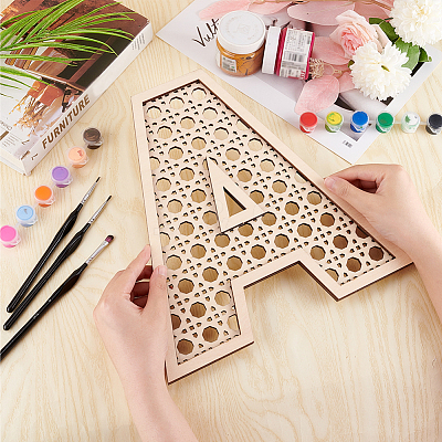 Hollow Wooden 3D Letter Wall Stickers HJEW-WH0043-57A-1