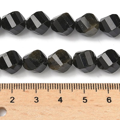Natural Golden Sheen Obsidian Beads Strands G-C267-B18-1