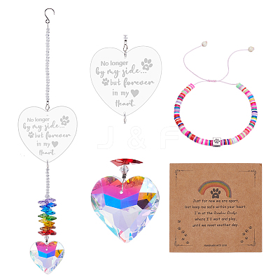 1Pc Glass Heart Hanging Suncatchers AJEW-NB0008-71-1