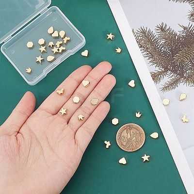 36Pcs 6 Style Brass Beads KK-FH0002-90-1