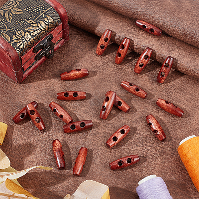 50Pcs 2-Hole Wood Buttons BUTT-UN0001-28B-01-1