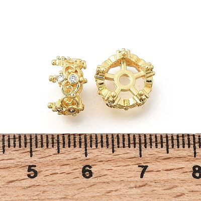Brass Micro Pave Clear Cubic Zirconia Spacer Beads KK-Z156-08G-01-1