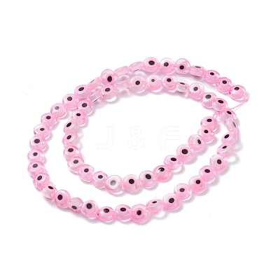Handmade Evil Eye Lampwork Flat Round Bead Strands X-LAMP-L058-6mm-15-1