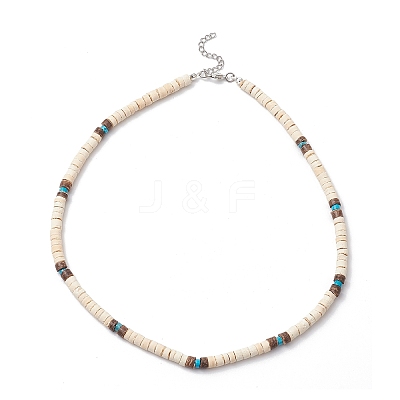 Natural Magnesite Heishi Beaded Necklaces NJEW-JN05308-02-1