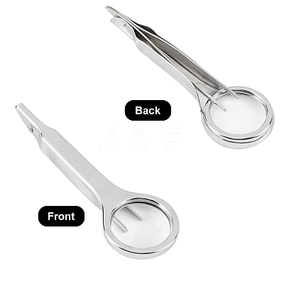 Tweezers Stainless Steel Clip Magnifier AJEW-CA0001-08-1