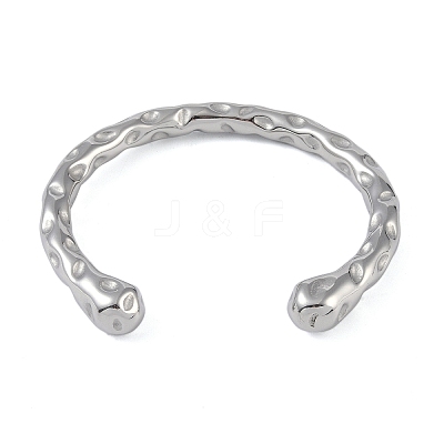 Non-Tarnish 304 Stainless Steel Open Cuff Textured Bangles for Women BJEW-G706-02P-1