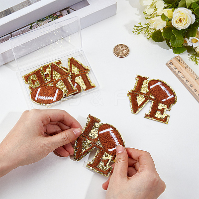 5Pcs Sports Polyester Glitter Powder Embroidery Sew On Patches PATC-GF0001-90-1