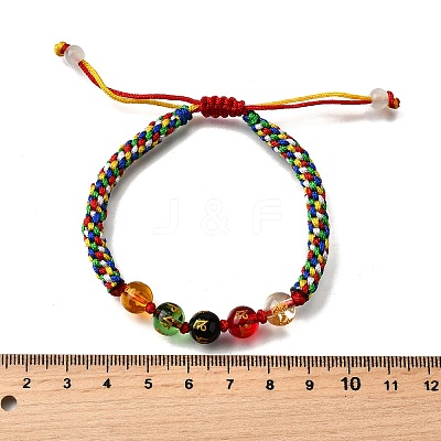 Glass Round Beads Braided Bead Bracelets BJEW-M110-01-1