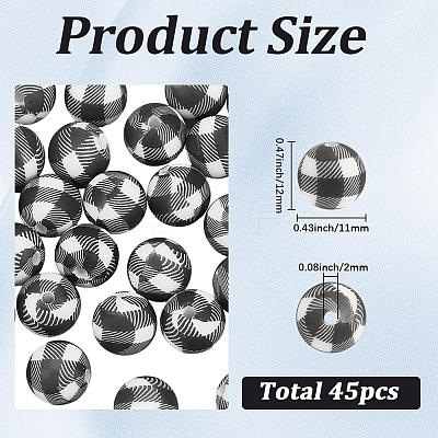45Pcs Round Silicone Focal Beads SIL-SC0003-84-1