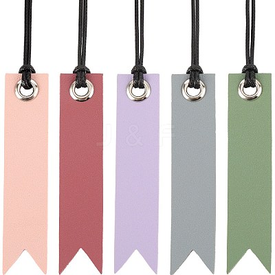 10Pcs 5 Colors Leather Bookmarks AJEW-CP0007-56-1