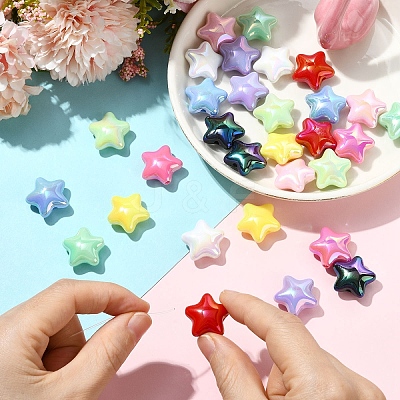 10Pcs UV Plating Plastic Beads SACR-YW0001-86A-1