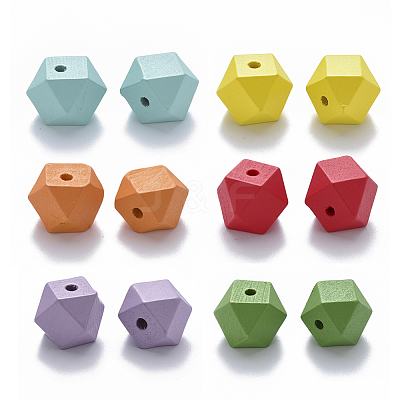 Painted Natural Wood Beads WOOD-Q040-020B-A-M-1