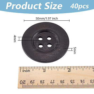 40Pcs Wood Buttons BUTT-OC0001-53B-1