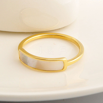 304 Stainless Steel & Shell Finger Rings FS-WG45F01-01-1